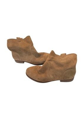Sole Society Tan Suede Ankle Boots Size 10 Stacked Heel Booties
